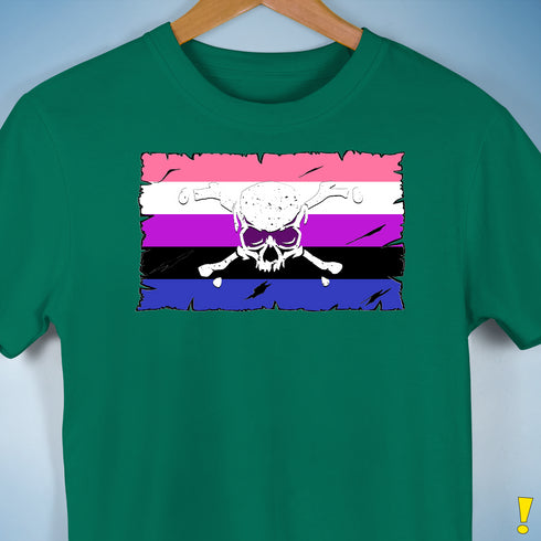 Genderfluid Pride Pirate Flag Premium Unisex T-Shirt - Kelly Green